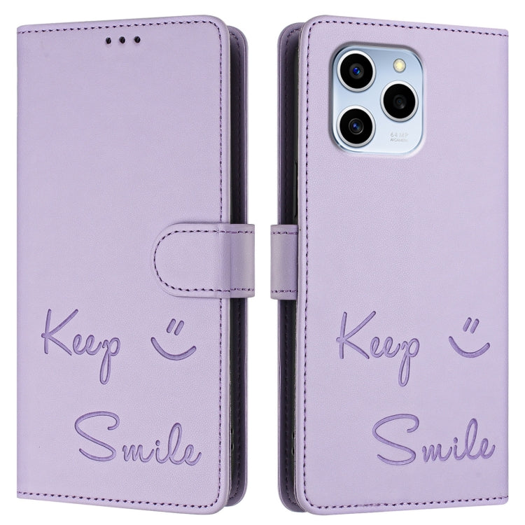For Honor 60 SE 5G Smile Embossing RFID Leather Phone Case