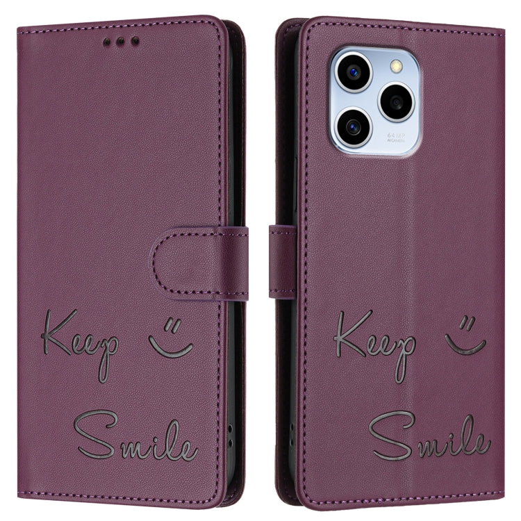 For Honor 60 SE 5G Smile Embossing RFID Leather Phone Case