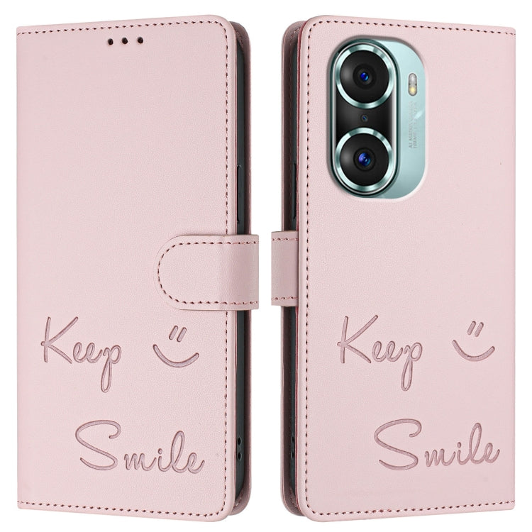 For Honor 60 Pro 5G Smile Embossing RFID Leather Phone Case