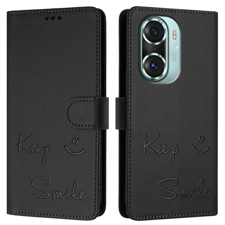 For Honor 60 Pro 5G Smile Embossing RFID Leather Phone Case