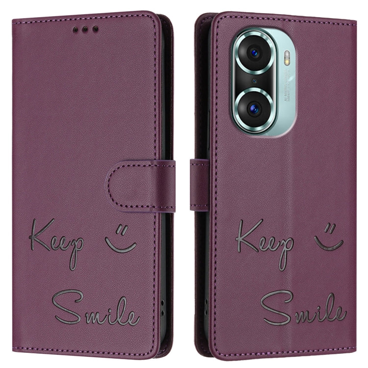For Honor 60 Pro 5G Smile Embossing RFID Leather Phone Case