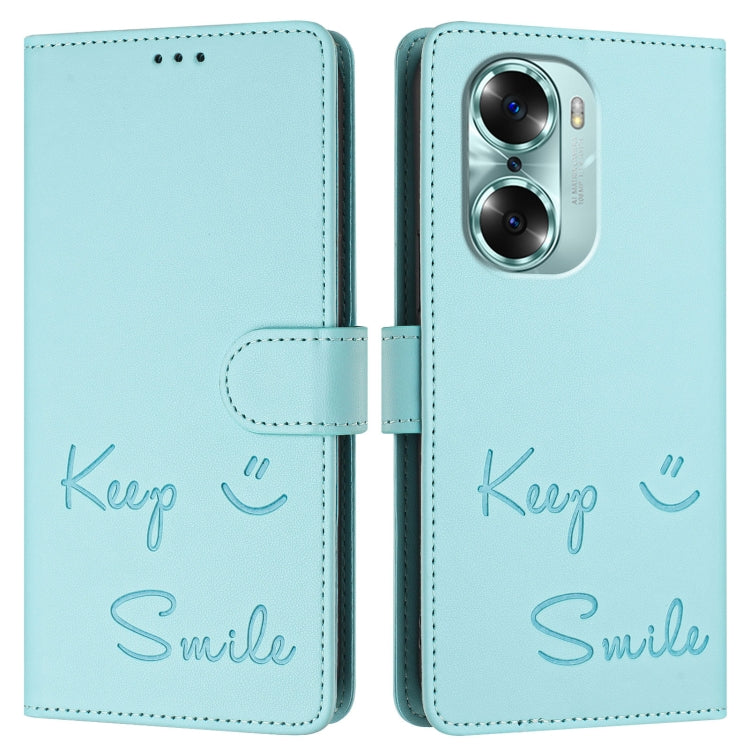 For Honor 60 5G Smile Embossing RFID Leather Phone Case