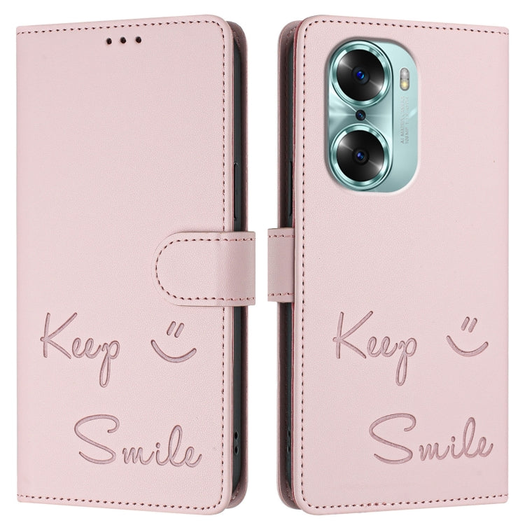 For Honor 60 5G Smile Embossing RFID Leather Phone Case