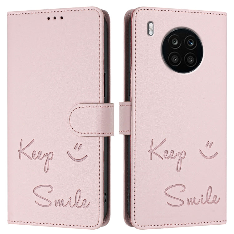 For Honor 50 Lite Smile Embossing RFID Leather Phone Case