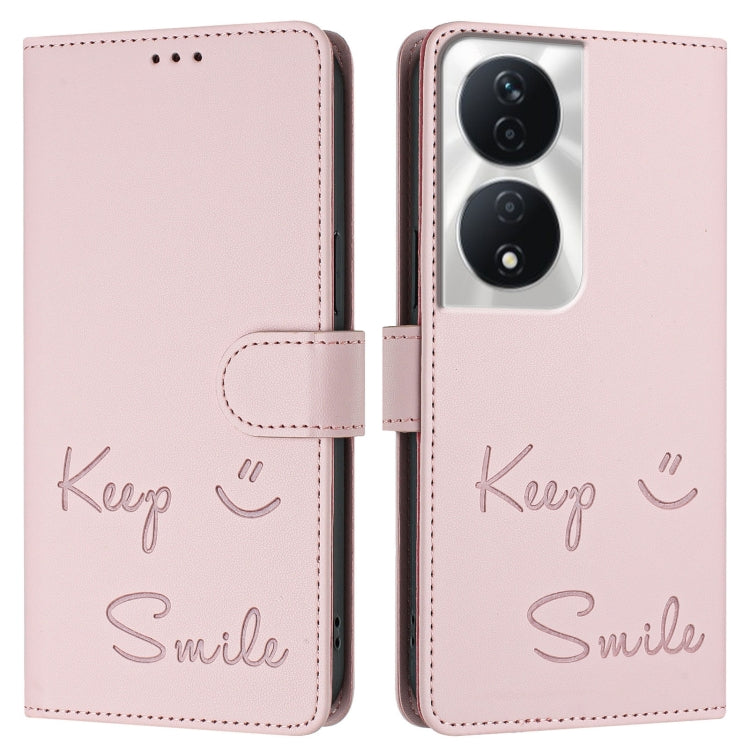 For Honor 90 Smart 5G Global Smile Embossing RFID Leather Phone Case
