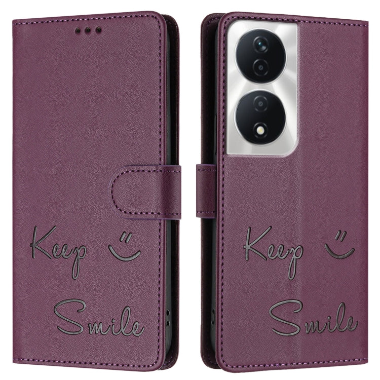 For Honor 90 Smart 5G Global Smile Embossing RFID Leather Phone Case