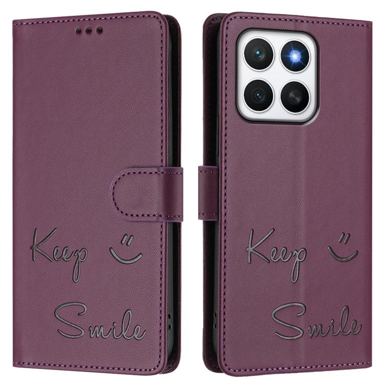 For Honor X8c 4G Global Smile Embossing RFID Leather Phone Case