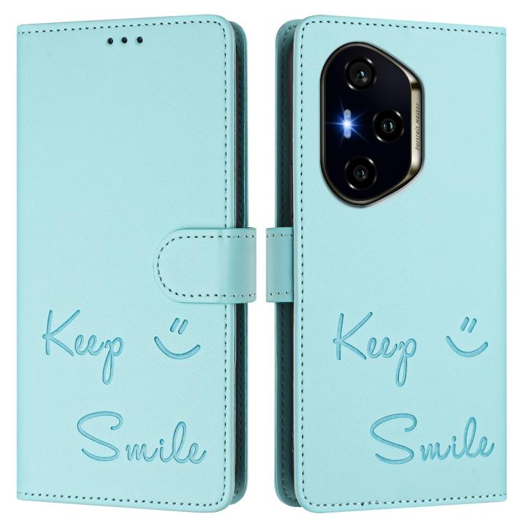 For Honor 400 Global 156.5mm Smile Embossing RFID Leather Phone Case