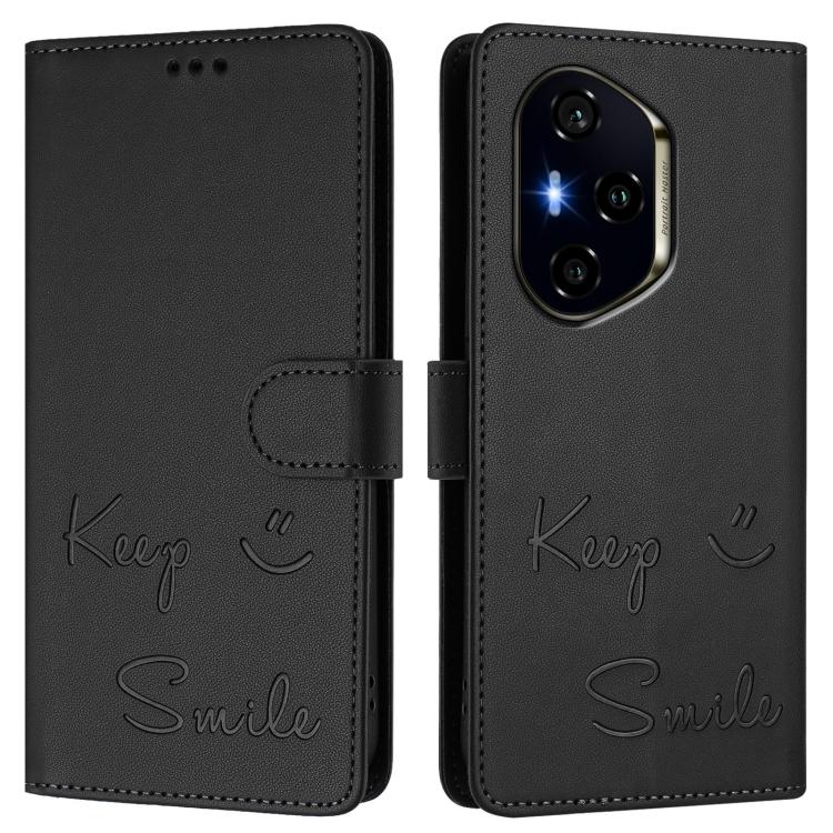 For Honor 400 Global 156.5mm Smile Embossing RFID Leather Phone Case