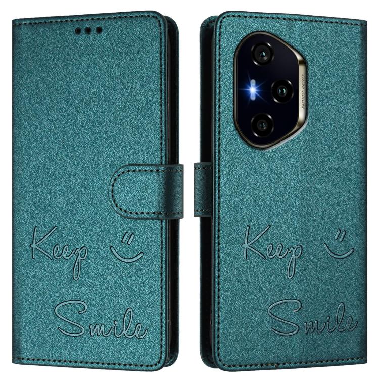 For Honor 400 Global 156.5mm Smile Embossing RFID Leather Phone Case
