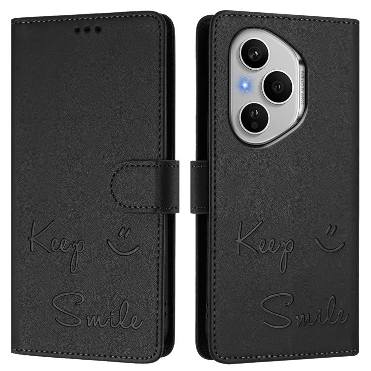For Honor 400 Pro Global 160.8mm Smile Embossing RFID Leather Phone Case