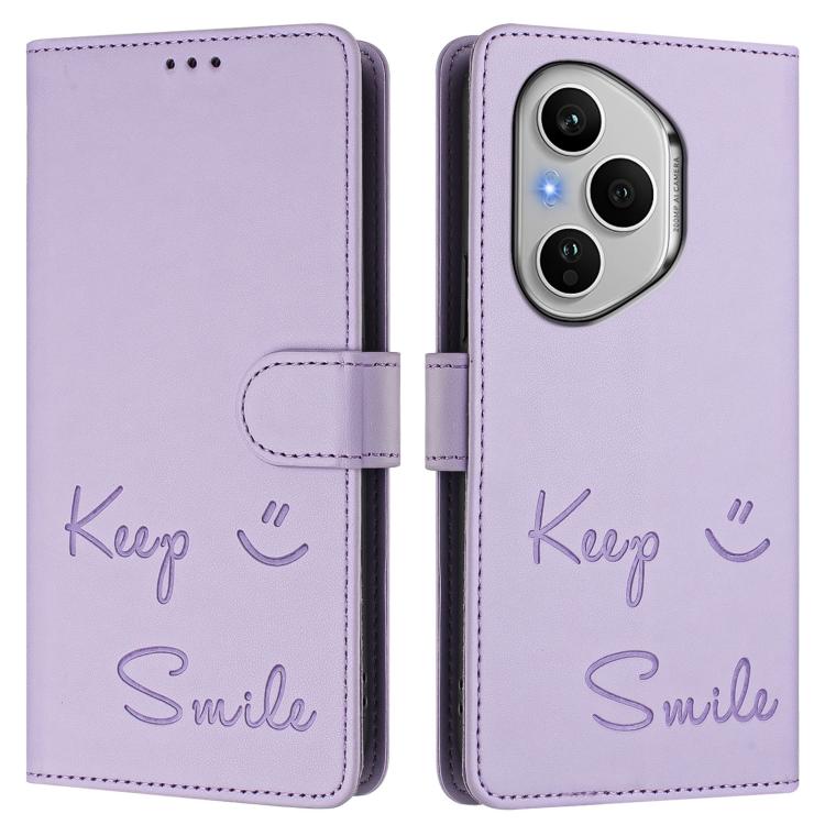 For Honor 400 Pro Global 160.8mm Smile Embossing RFID Leather Phone Case