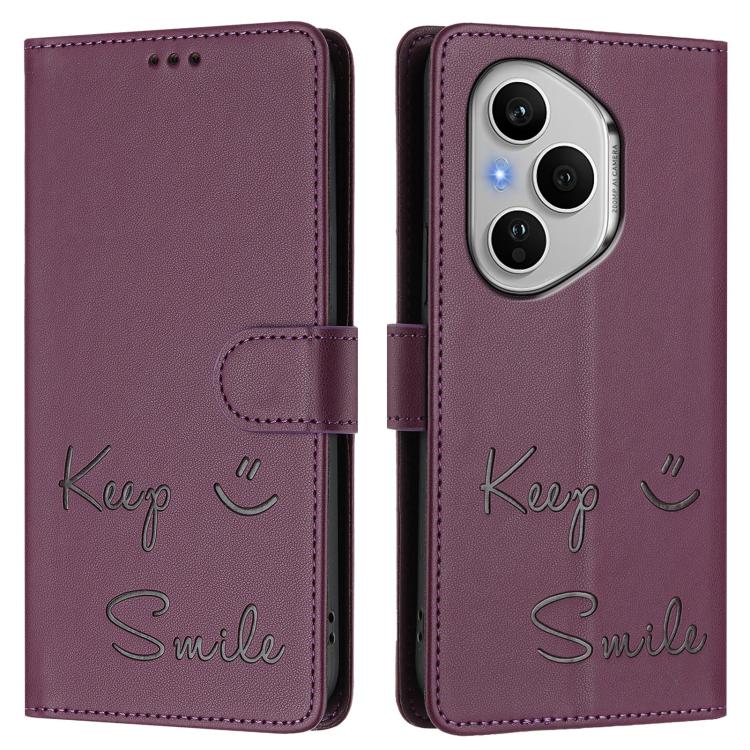 For Honor 400 Pro Global 160.8mm Smile Embossing RFID Leather Phone Case