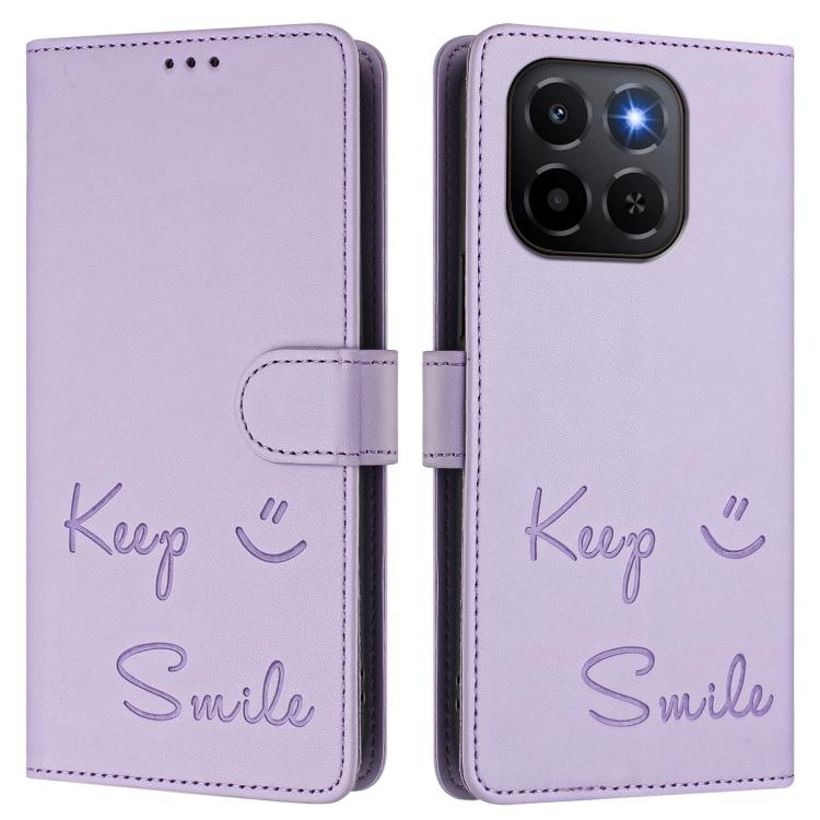 For Honor X6c 4G Smile Embossing RFID Leather Phone Case