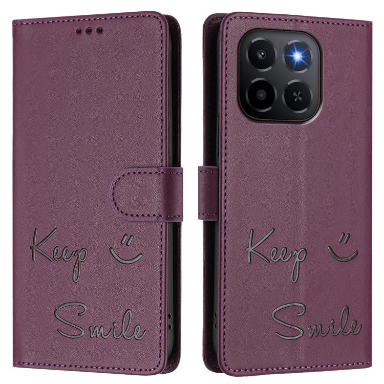 For Honor X6c 4G Smile Embossing RFID Leather Phone Case