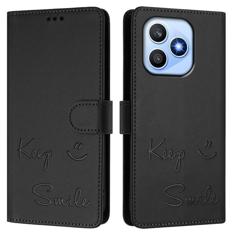 For Honor X8d 4G Smile Embossing RFID Leather Phone Case