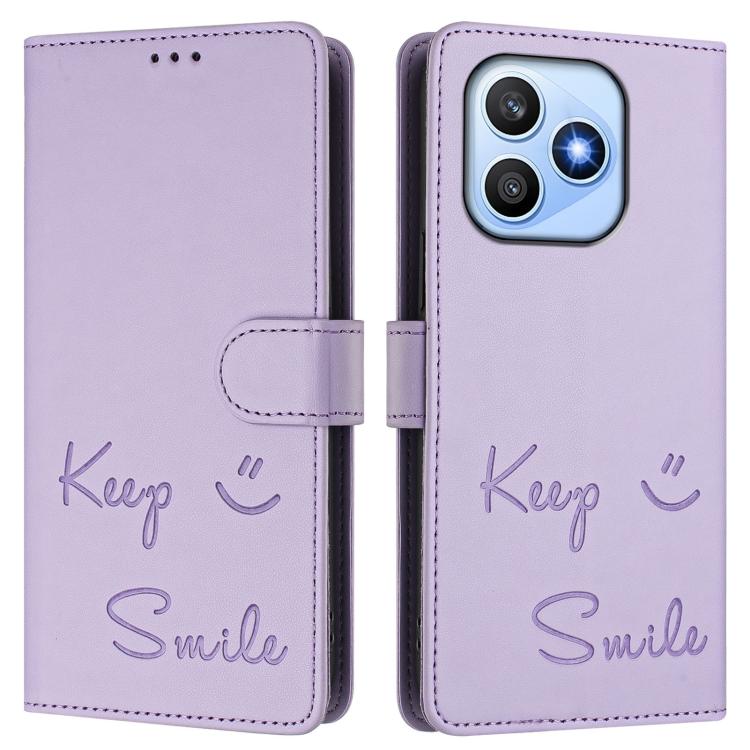 For Honor X8d 4G Smile Embossing RFID Leather Phone Case
