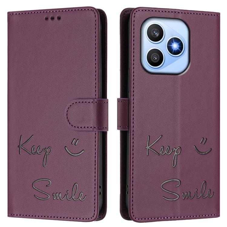 For Honor X8d 4G Smile Embossing RFID Leather Phone Case