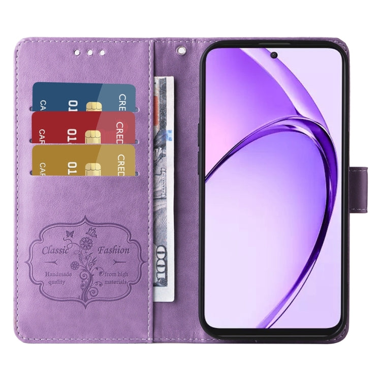 For OPPO A3 Pro 5G Global / India Embossed Butterfly Flowers Leather Phone Case