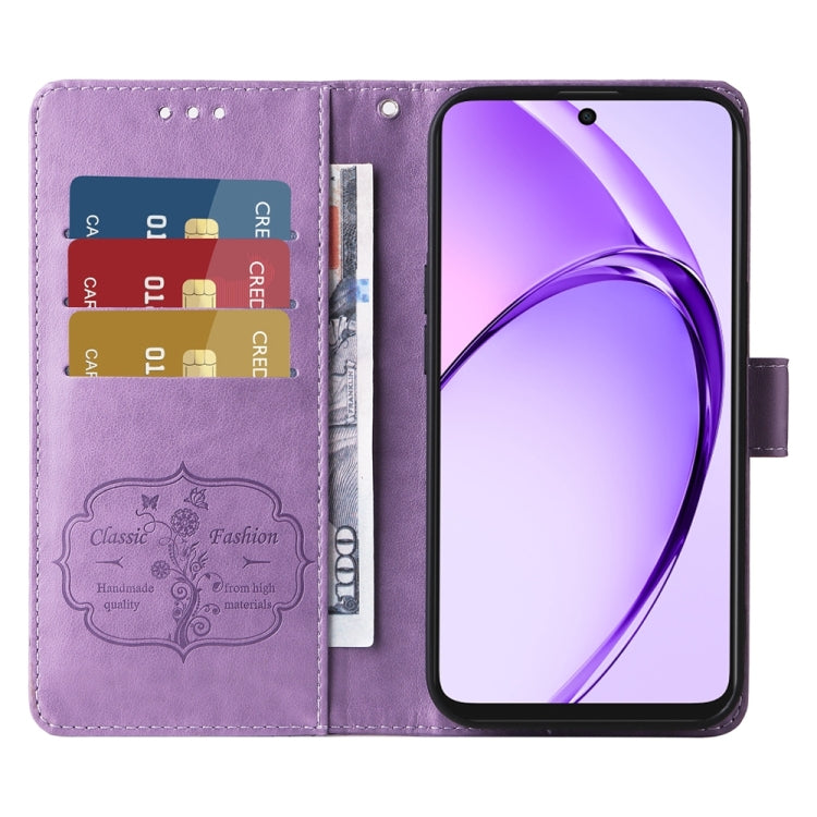 For OPPO A5x 4G / 5G / A3x 4G / 5G India Embossed Butterfly Flowers Leather Phone Case