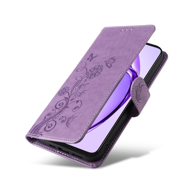 For OPPO A5x 4G / 5G / A3x 4G / 5G India Embossed Butterfly Flowers Leather Phone Case