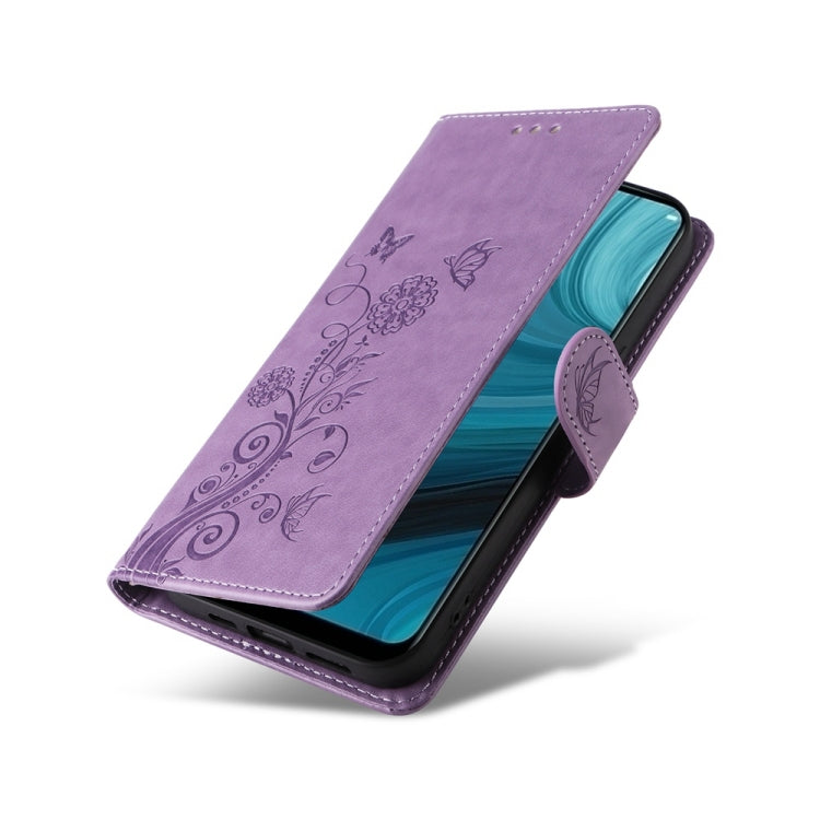 For OPPO A12 / A12s / A11k Embossed Butterfly Flowers Leather Phone Case