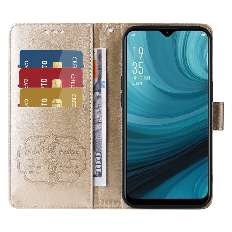 For OPPO A12 / A12s / A11k Embossed Butterfly Flowers Leather Phone Case
