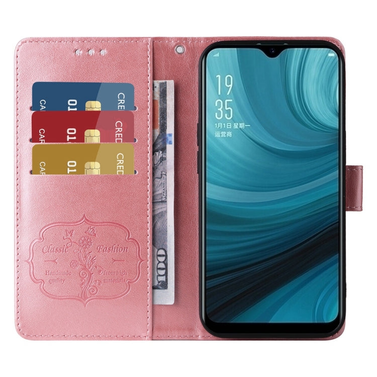 For OPPO A12 / A12s / A11k Embossed Butterfly Flowers Leather Phone Case