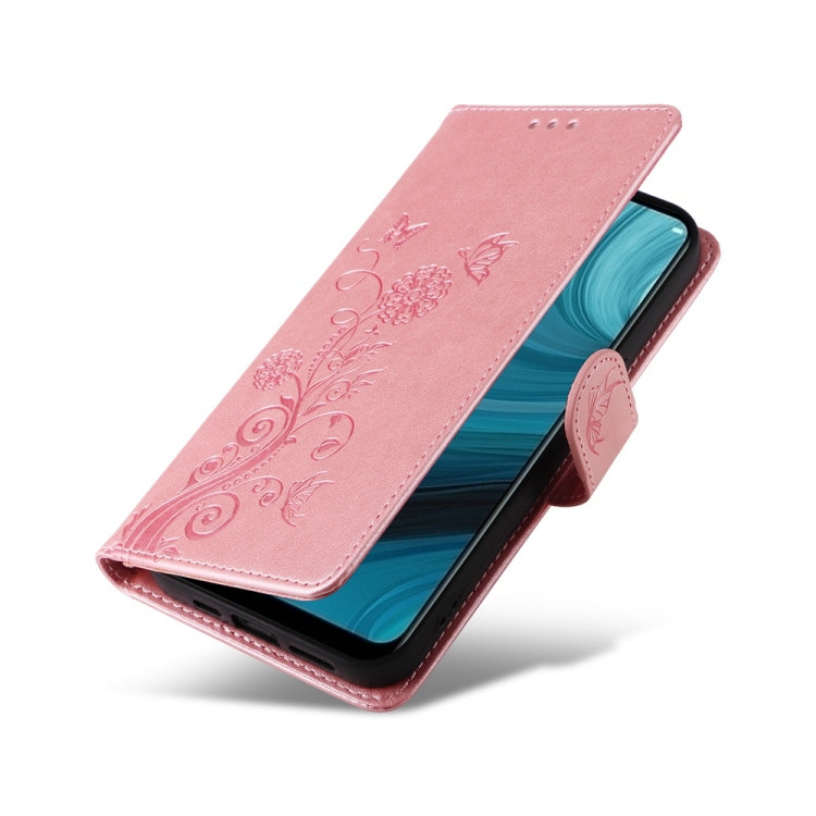 For OPPO A12 / A12s / A11k Embossed Butterfly Flowers Leather Phone Case