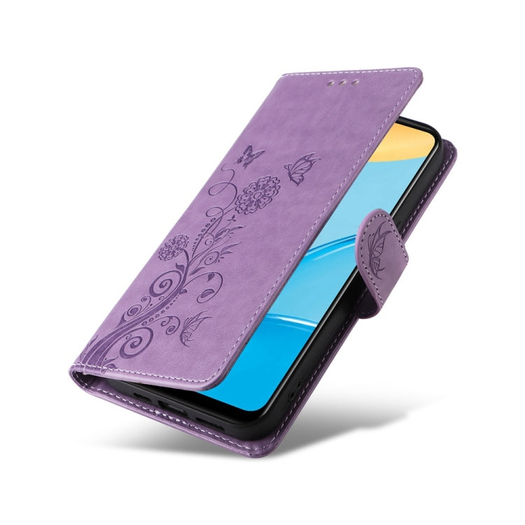 For OPPO A15 4G India / A15s / A16k / A16e Embossed Butterfly Flowers Leather Phone Case