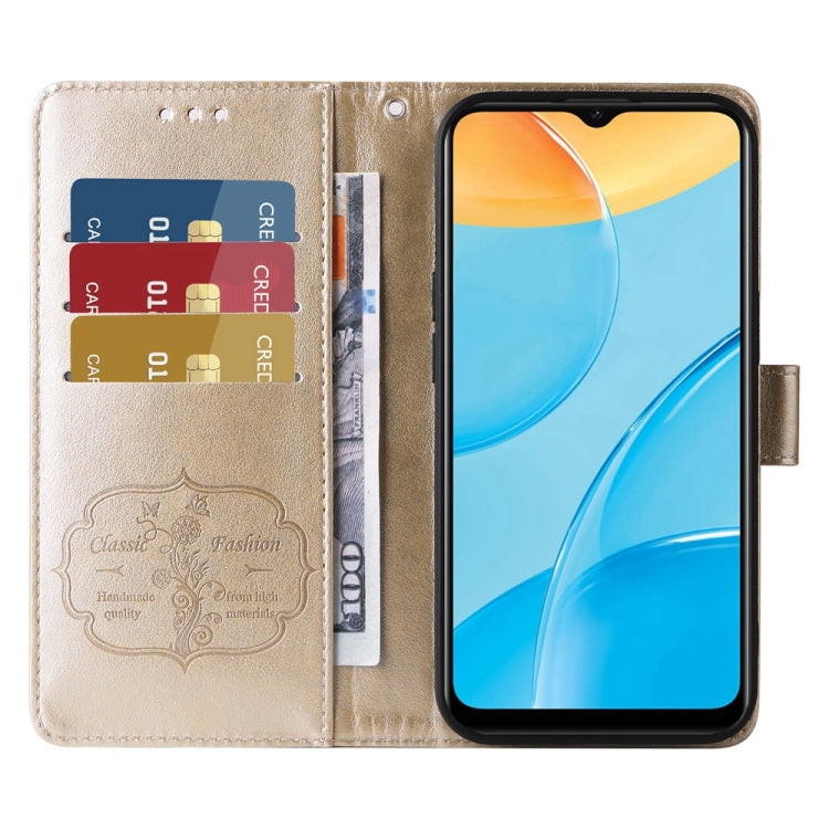 For OPPO A15 4G India / A15s / A16k / A16e Embossed Butterfly Flowers Leather Phone Case