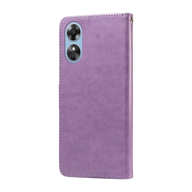 For OPPO A17 4G Global / A17k Global Embossed Butterfly Flowers Leather Phone Case