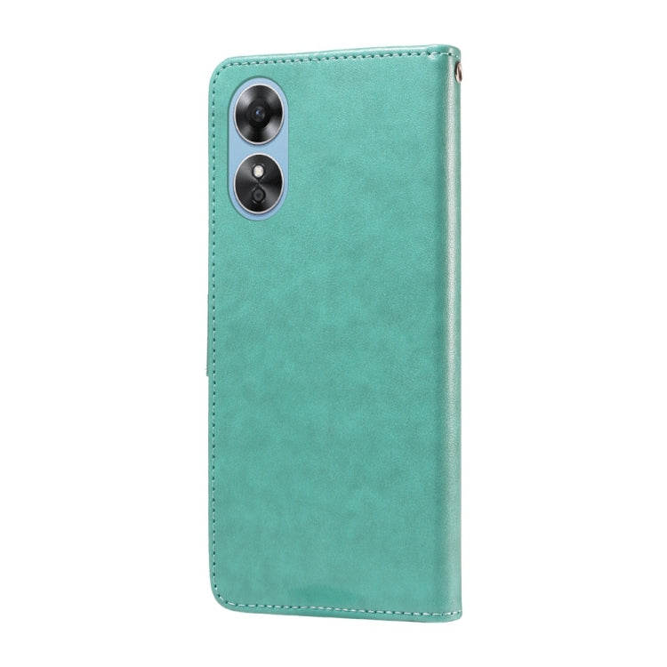 For OPPO A17 4G Global / A17k Global Embossed Butterfly Flowers Leather Phone Case