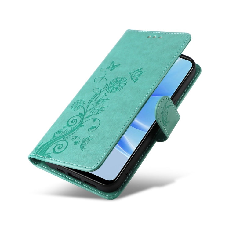 For OPPO A17 4G Global / A17k Global Embossed Butterfly Flowers Leather Phone Case