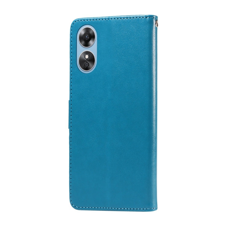 For OPPO A17 4G Global / A17k Global Embossed Butterfly Flowers Leather Phone Case