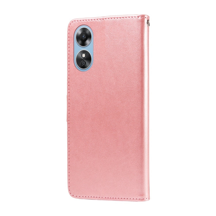 For OPPO A17 4G Global / A17k Global Embossed Butterfly Flowers Leather Phone Case