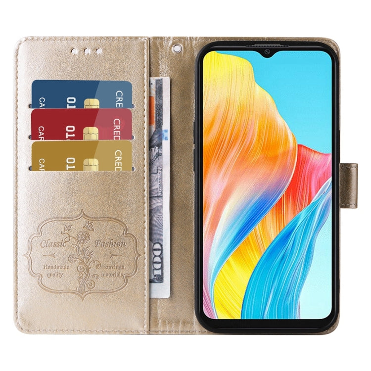 For OPPO A38 4G Global / A18 4G Embossed Butterfly Flowers Leather Phone Case