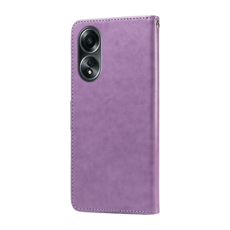 For OPPO A58 4G Embossed Butterfly Flowers Leather Phone Case