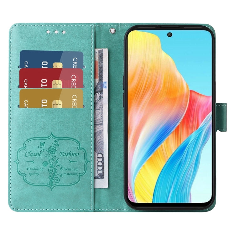 For OPPO A58 4G Embossed Butterfly Flowers Leather Phone Case