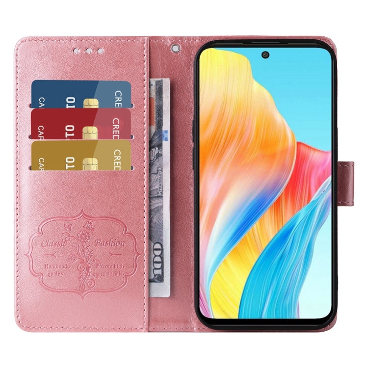 For OPPO A58 4G Embossed Butterfly Flowers Leather Phone Case