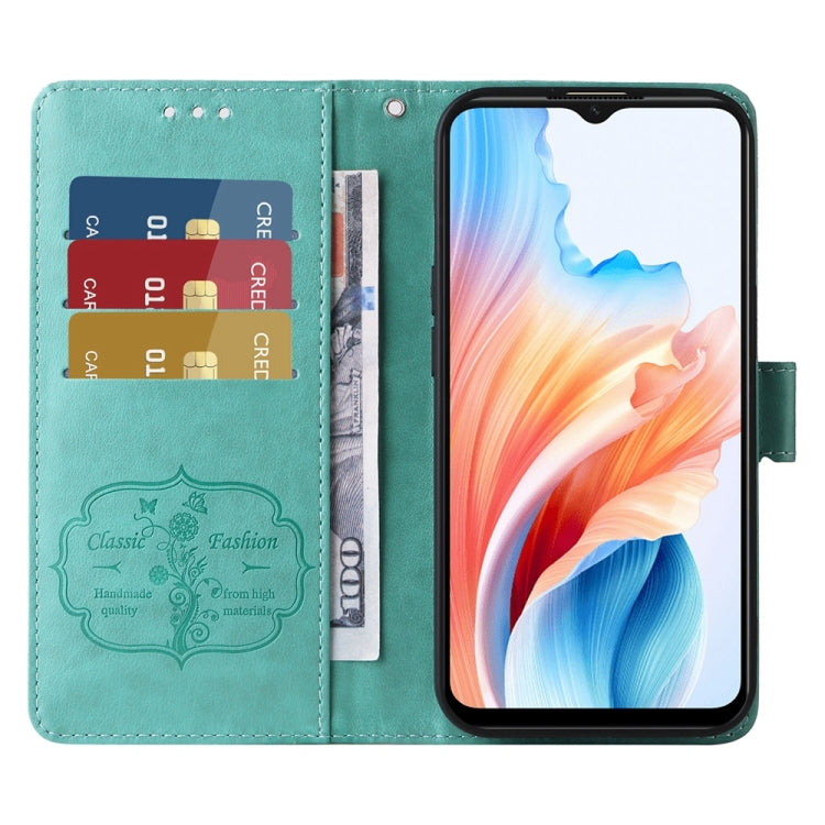 For OPPO A59 5G Embossed Butterfly Flowers Leather Phone Case