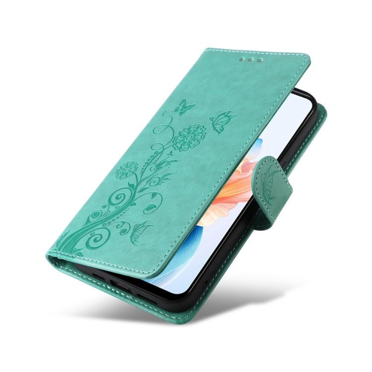 For OPPO A59 5G Embossed Butterfly Flowers Leather Phone Case