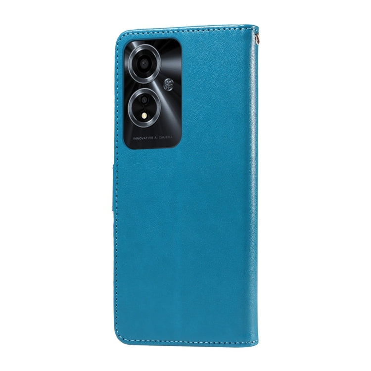 For OPPO A59 5G Embossed Butterfly Flowers Leather Phone Case