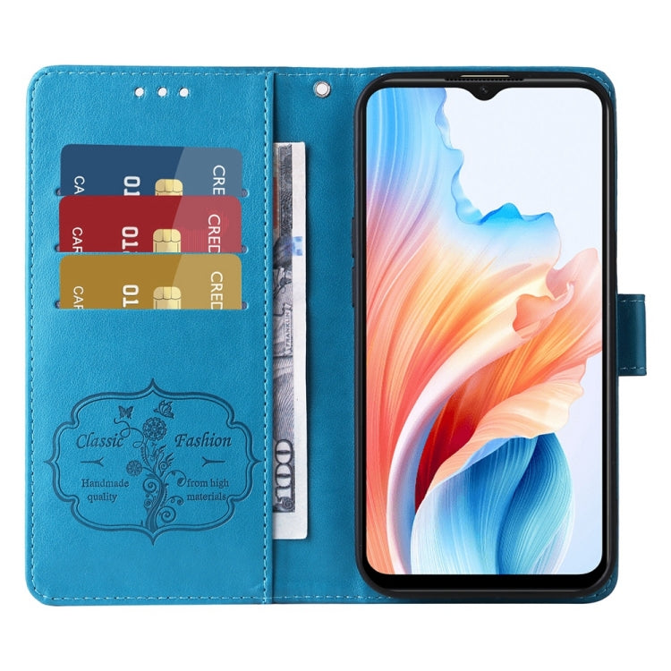 For OPPO A59 5G Embossed Butterfly Flowers Leather Phone Case