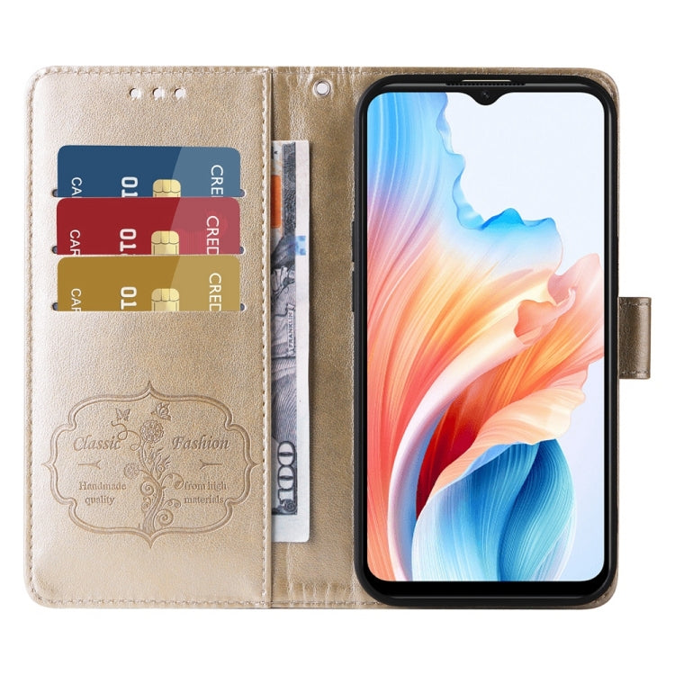 For OPPO A59 5G Embossed Butterfly Flowers Leather Phone Case