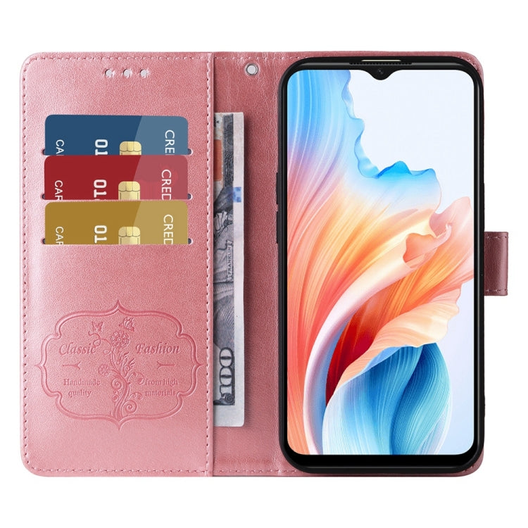 For OPPO A59 5G Embossed Butterfly Flowers Leather Phone Case