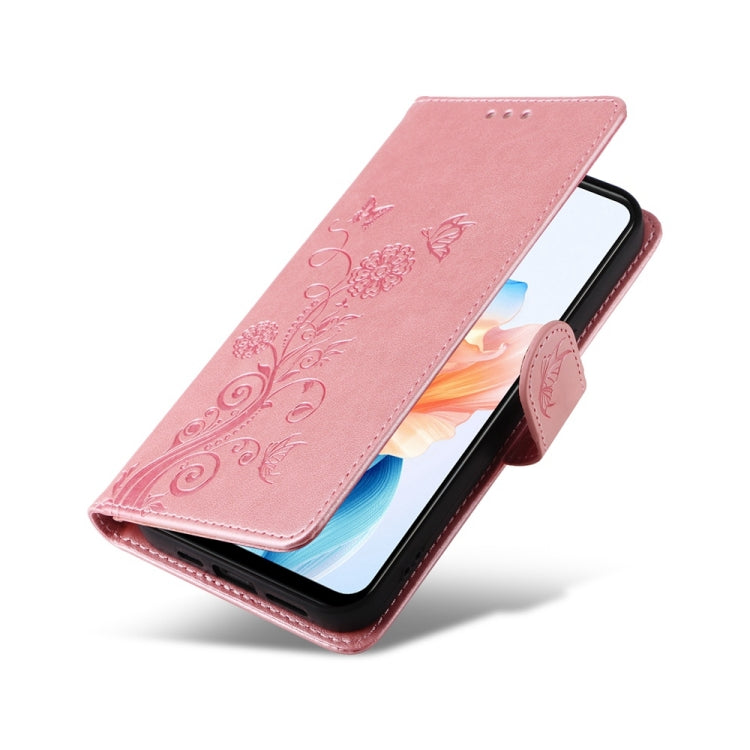 For OPPO A59 5G Embossed Butterfly Flowers Leather Phone Case