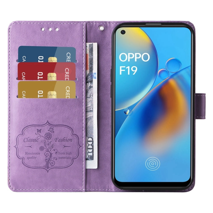 For OPPO A74 4G / F19 4G / F19s / A95 4G Embossed Butterfly Flowers Leather Phone Case