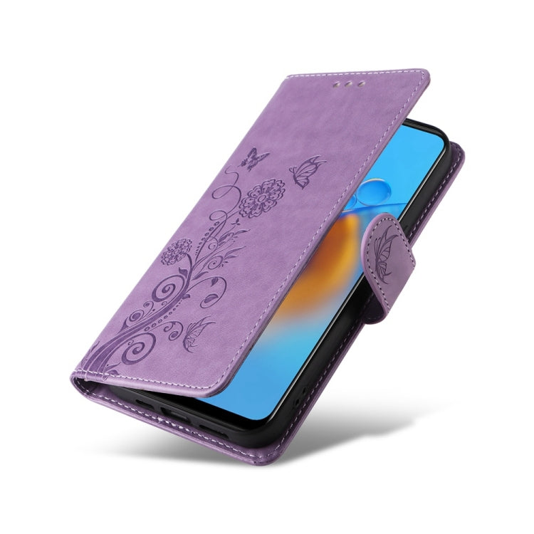 For OPPO A74 4G / F19 4G / F19s / A95 4G Embossed Butterfly Flowers Leather Phone Case