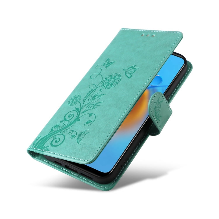 For OPPO A74 4G / F19 4G / F19s / A95 4G Embossed Butterfly Flowers Leather Phone Case